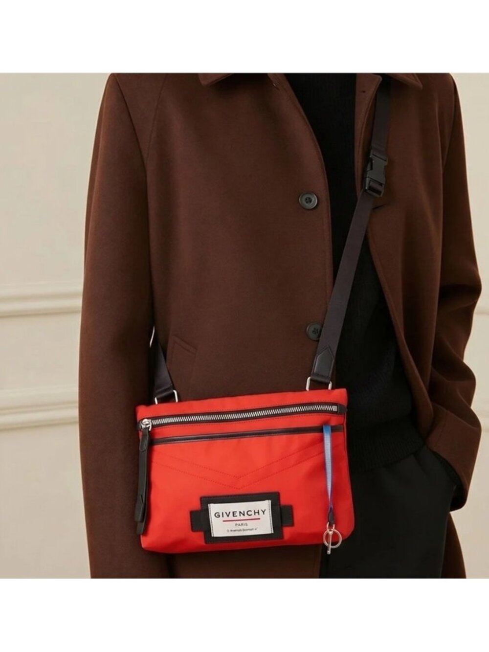 NWT Givenchy Red Downtown Flat Crossbody Bag Men’s Authentic
